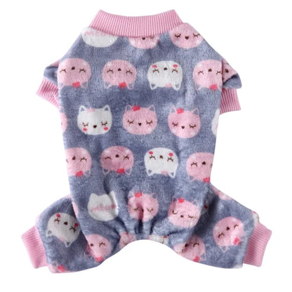 Pyjama gris et rose avec motif chat pour Chihuahua – Confortable, idéal pour garder votre petit chien ou chat au chaud pendant la nuit