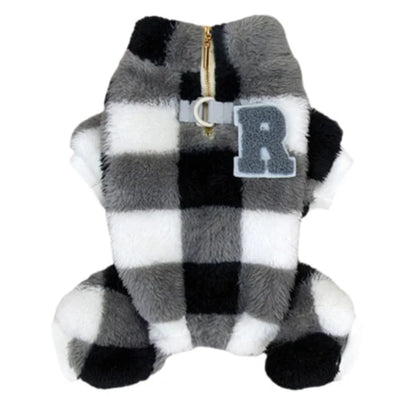 Pyjama blanc et noir à carreaux pour Chihuahua – Confortable, idéal pour garder votre petit chien ou chat au chaud pendant la nuit
