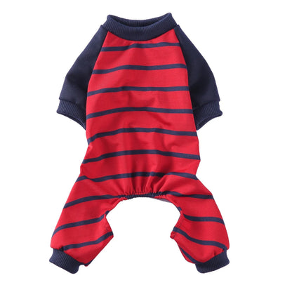 Pyjama rouge à rayures noires pour Chihuahua – Confortable, idéal pour garder votre petit chien ou chat au chaud pendant la nuit