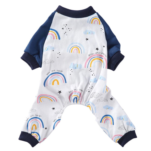 Pyjama blanc à motifs arc en ciel pour Chihuahua – Confortable et chaud, idéal pour garder votre petit chien ou chat au chaud pendant la nuit