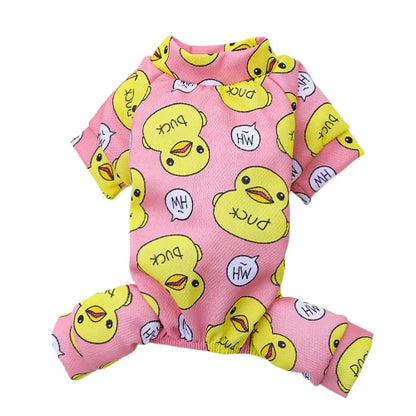 Pyjama rose avec motifs canards jaunes pour Chihuahua – Confortable, idéal pour garder votre petit chien ou chat au chaud pendant la nuit