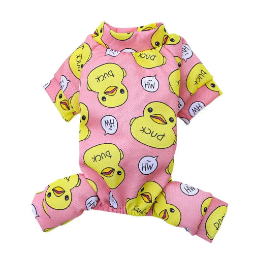 Pyjama rose avec motifs canards jaunes pour Chihuahua – Confortable, idéal pour garder votre petit chien ou chat au chaud pendant la nuit