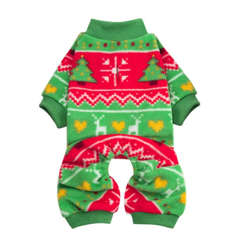 Pyjama de noël vert et rouge pour Chihuahua – Confortable et chaud, idéal pour garder votre petit chien ou chat au chaud pendant la nuit