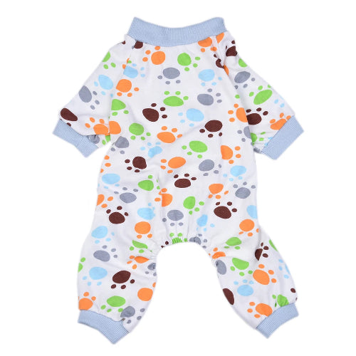 Pyjama blanc et bleu avec motifs pattes de chien pour Chihuahua – Confortable, idéal pour garder votre petit chien ou chat au chaud pendant la nuit
