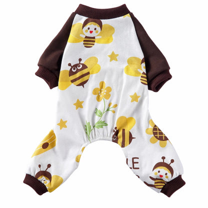 Pyjama blanc avec motifs abeilles jaunes pour Chihuahua – Confortable, idéal pour garder votre petit chien ou chat au chaud pendant la nuit