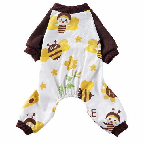 Pyjama blanc avec motifs abeilles jaunes pour Chihuahua – Confortable, idéal pour garder votre petit chien ou chat au chaud pendant la nuit