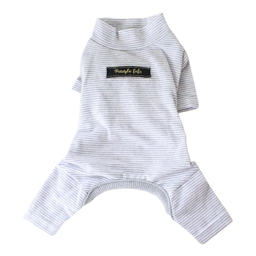 Chihuahua Pajamas: Gray with Fine Stripes