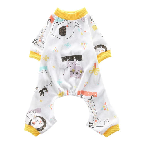 Pyjama blanc à motifs animaux pour Chihuahua – Confortable et chaud, idéal pour garder votre petit chien ou chat au chaud pendant la nuit