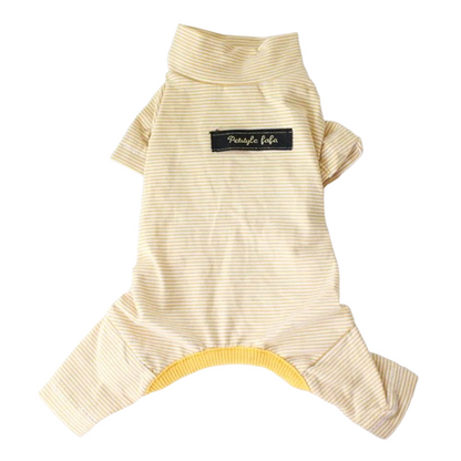 Pyjama jaune clair à rayures pour Chihuahua – Confortable et chaud, idéal pour garder votre petit chien ou chat au chaud pendant la nuit