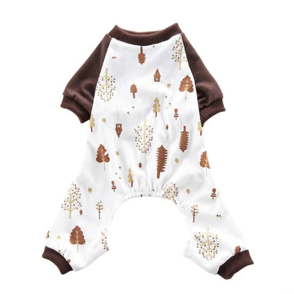 Pyjama marron à motifs de l'automne pour Chihuahua – Confortable et chaud, idéal pour garder votre petit chien ou chat au chaud pendant la nuit