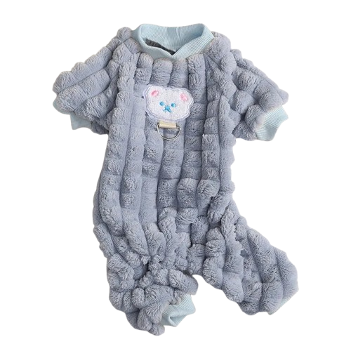 Pyjama cocoon gris avec motif nounours pour Chihuahua – Confortable, idéal pour garder votre petit chien ou chat au chaud pendant la nuit