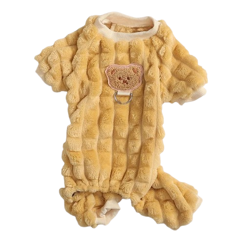 Pyjama cocoon jaune avec motif nounours pour Chihuahua – Confortable, idéal pour garder votre petit chien ou chat au chaud pendant la nuit