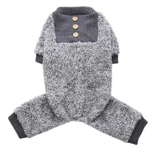 Pyjama gris cocoon polaire pour Chihuahua – Confortable, idéal pour garder votre petit chien ou chat au chaud pendant la nuit