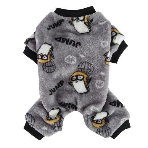 Pyjama gris avec motifs pingouins pour Chihuahua – Confortable, idéal pour garder votre petit chien ou chat au chaud pendant la nuit