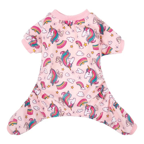 Pyjama rose avec motif licornes pour Chihuahua – Confortable, idéal pour garder votre petit chien ou chat au chaud pendant la nuit