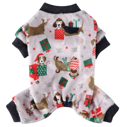 Pyjama blanc et noir avec motifs de noël pour Chihuahua – Confortable, idéal pour garder votre petit chien ou chat au chaud pendant la nuit