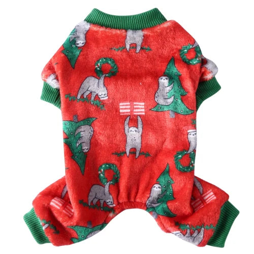 Chihuahua-Pyjama: Weihnachtsfaultier-Muster