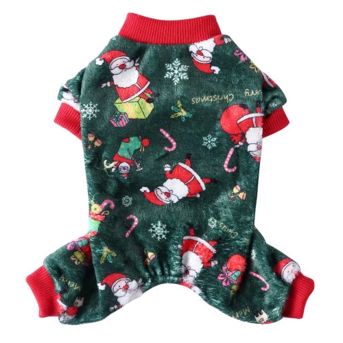 Pyjama vert et rouge avec motifs de noël pour Chihuahua – Confortable, idéal pour garder votre petit chien ou chat au chaud pendant la nuit