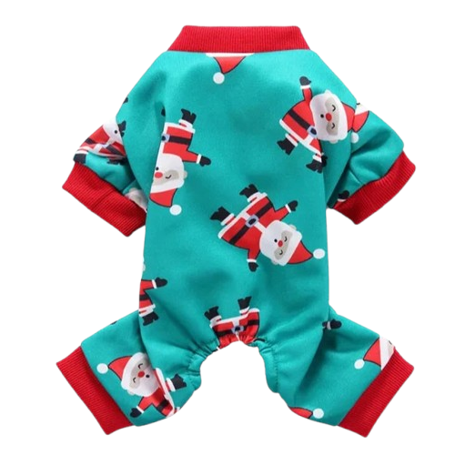 Pyjama vert et rouge avec motif père noël pour Chihuahua – Confortable, idéal pour garder votre petit chien ou chat au chaud pendant la nuit