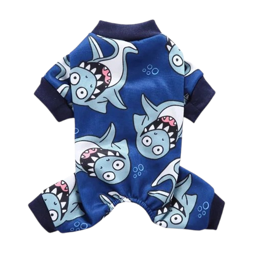 Pyjama bleu avec motif requins pour Chihuahua – Confortable, idéal pour garder votre petit chien ou chat au chaud pendant la nuit