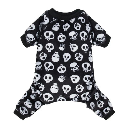 Pyjama noir avec motif têtes de mort pour Chihuahua – Confortable, idéal pour garder votre petit chien ou chat au chaud pendant la nuit