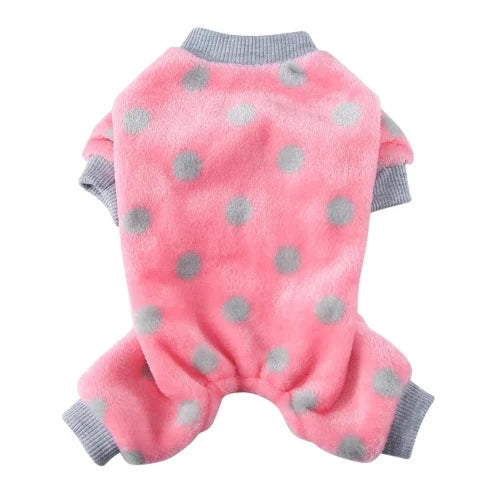 Pyjama rose à pois gris pour Chihuahua – Confortable, idéal pour garder votre petit chien ou chat au chaud pendant la nuit