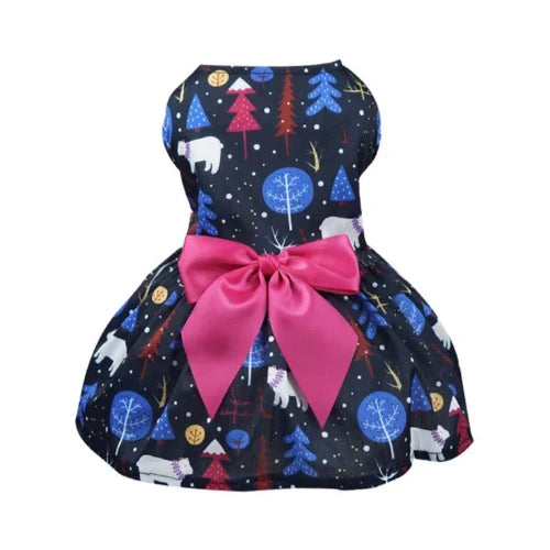Vêtement pour Chihuahua - Robe de Noël noire et rose – Élégante et festive, parfaite pour habiller votre petit chien ou chat