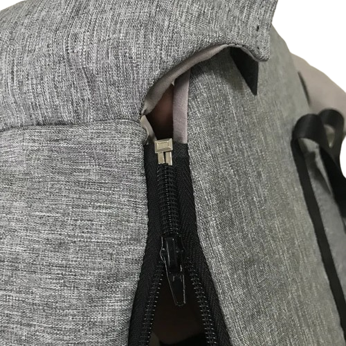 Niche pour Chihuahua : sac pour accoudoir gris – Confort maximal, parfait pour les petits chiens ou chats - zoom sur fermetures éclair
