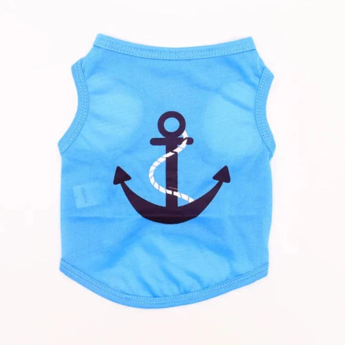 Vêtement pour Chihuahua : t-shirt bleu motif ancre – Léger et confortable pour protéger votre petit chien ou chat