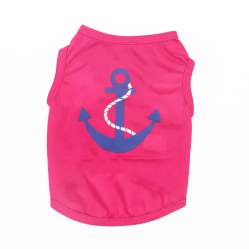 Vêtement pour Chihuahua : t-shirt rose fushia motif ancre – Léger et confortable pour protéger votre petit chien ou chat
