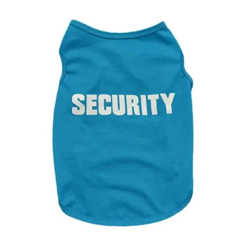 Vêtement pour Chihuahua : t-shirt bleu avec inscriptions Security – Léger pour protéger votre petit chien ou chat