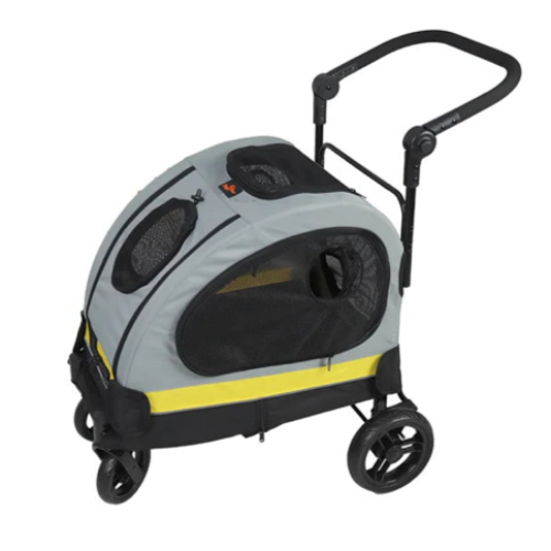 Poussette pliable grise pour Chihuahua avec roues tout-terrain – Pour transporter votre petit chien ou chat facilement lors de vos sorties
