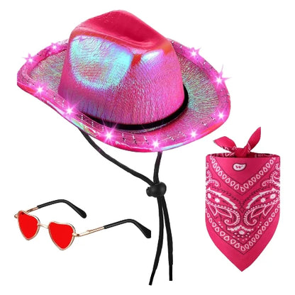 Déguisement Chihuahua : chapeau de cow boy avec foulard et lunettes rouges confortable et tendance, parfait pour les fêtes, évènements, anniversaires, ou halloween – taille parfaite pour les petits chiens - vue de face