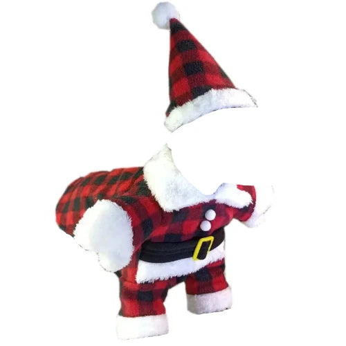 Chihuahua-Kostüm: Karierter Weihnachtsmann
