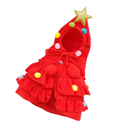 Chihuahua-Kostüm: Roter Weihnachtsbaum