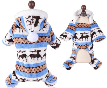 Déguisement de Noël bleu et blanc pour Chihuahua – Festif et confortable, parfait pour habiller votre petit chien ou chat
