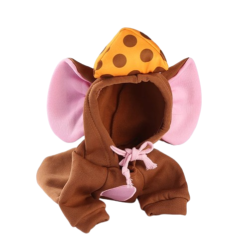 Déguisement Chihuahua : costume de souris marron confortable et tendance, parfait pour les fêtes, évènements, anniversaires ou halloween – taille parfaite pour les petits chiens - vue de coté