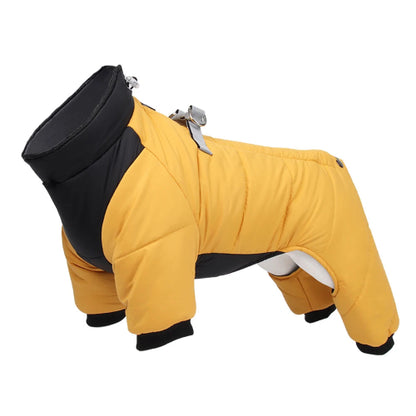 Manteau pour Chihuahua : Doudoune intégrale jaune et noire – Avec attache pour protéger votre petit chien ou chat du froid 