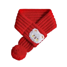 Vêtements pour Chihuahua : Écharpe en laine rouge avec motif nounours – douce pour garder au chaud votre petit chien ou chat