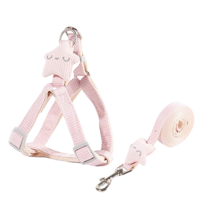 Harnais en velours rose et sa laisse pour Chihuahua avec étoile en relief – Confortable pour votre petit chien ou chat