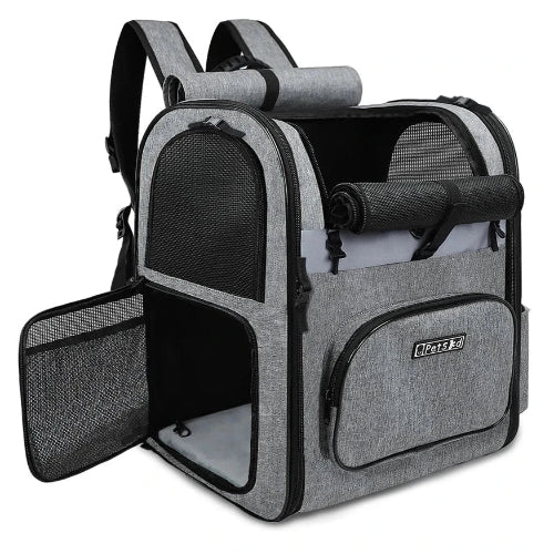 Sac à dos gris pour transporter votre Chihuahua – Pratique et confortable, idéal pour emmener partout votre petit chien ou chat