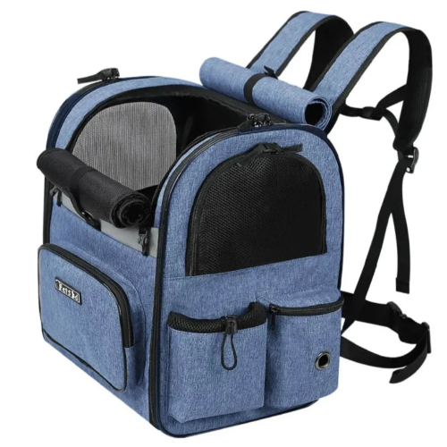 Sac à dos gris pour transporter votre Chihuahua – Pratique et confortable, idéal pour emmener partout votre petit chien ou chat - vue ouvert