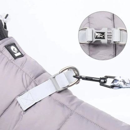 Manteau pour Chihuahua : Doudoune intégrale grise et noire – Avec harnais pour protéger votre petit chien ou chat du froid