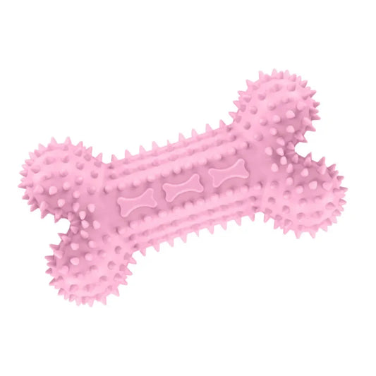 Jouet rose pour petits chiens en forme d'os.Vendu sur la boutique Mon Petit Chihuahua. Convient aussi aux Chats.
