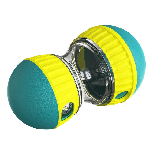 Jouet pour Chihuahua : distributeur de croquettes jaune et vert – Idéal pour occuper votre petit chien ou chat - vue de coté