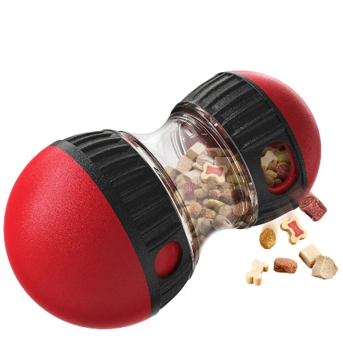 Jouet pour Chihuahua : distributeur de croquettes rouge et noir – Idéal pour occuper votre petit chien ou chat - vue de côté