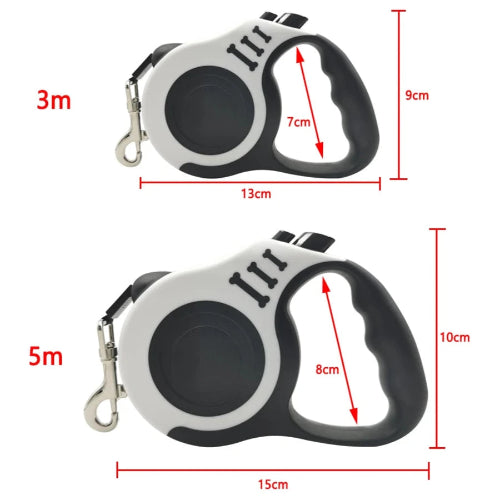 Laisse rétractable noire pour Chihuahua – Pratique et ajustable, idéale pour promener votre petit chien ou chat - mesures