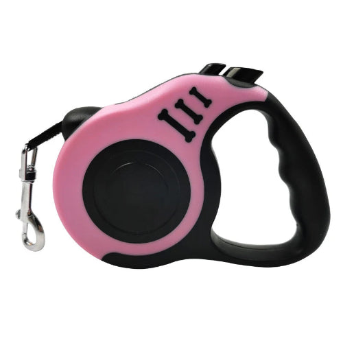 Laisse rétractable noire et rose pour Chihuahua – Pratique et ajustable, idéale pour promener votre petit chien ou chat