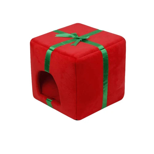 Niche pour Chihuahua en forme de cadeau de Noël rouge  – Confort maximal parfait pour les petits chiens ou chats