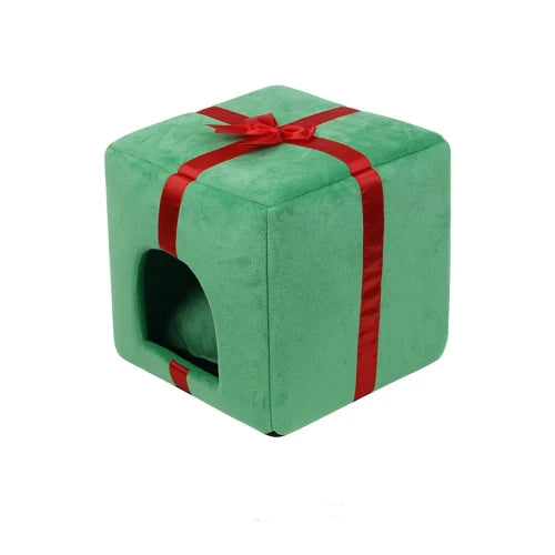 Niche pour Chihuahua en forme de cadeau de Noël vert – Confort maximal parfait pour les petits chiens ou chats
